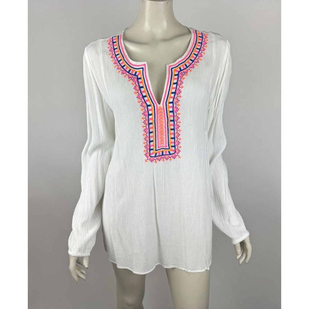 Lilly Pulitzer Dahle Embroidered Tunic Top Women M NWT $138 Long Sleeve 25451